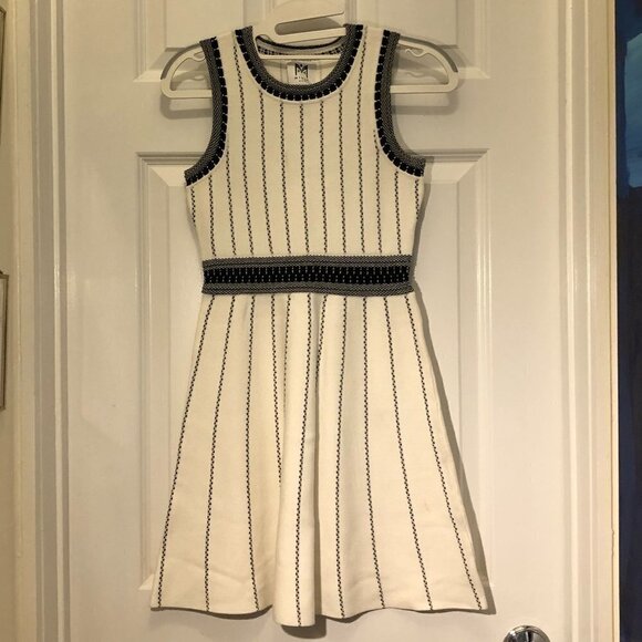 Milly Minis Vertical Textured Fit Flare White Black or Navy Dress Girls Size 12 - Picture 2 of 9